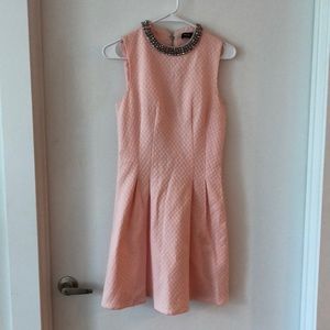 Pink high necked short sleeve dress